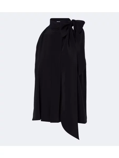 Top Max Mara de mătase cu legături negru