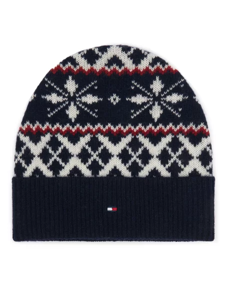 Căciulă Tommy Hilfiger Th Flag Fairisle Bleumarin