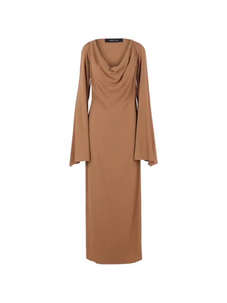 Rochie maxi Federica Tosi lungă de costum maro