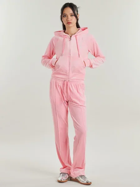 Velurová klasická mikina s kapucí Juicy Couture růžová
