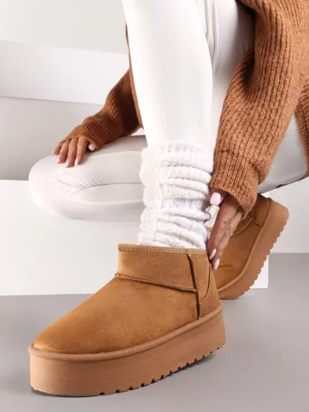 Ghete de zăpadă Slip-on pe Platformă Netedă Merileeanne maro