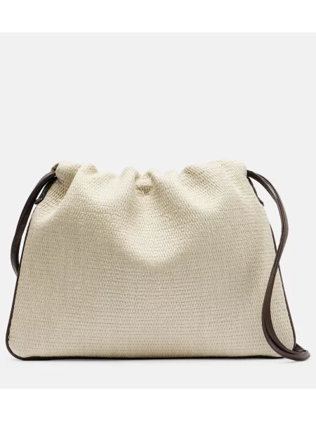 Plátěná crossbody kabelka Brunello Cucinelli béžová