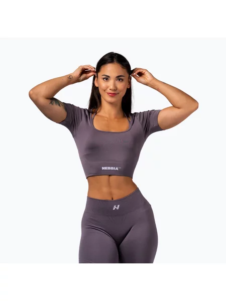 Top de antrenament pentru femei NEBBIA Flow Seamless dark grey gri