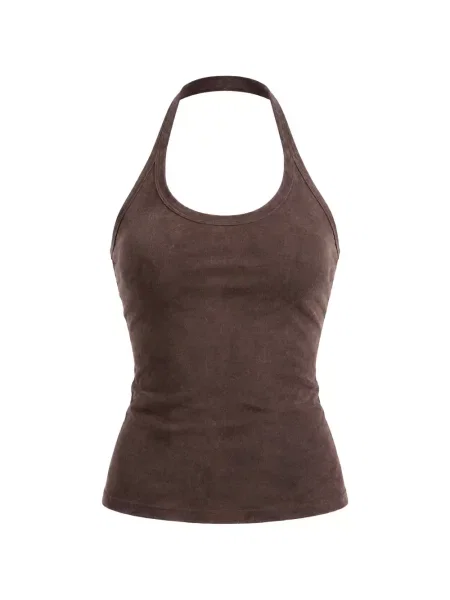 Top Stouls cu gât halter maro