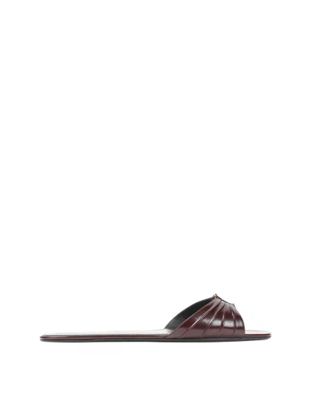 Klapki Saint Laurent skórzane brązowe