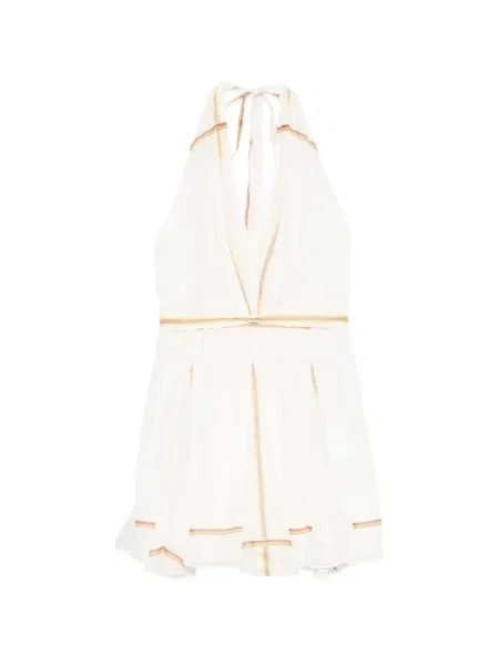 Rochie mini Maje cu dungi cu gât halter alb