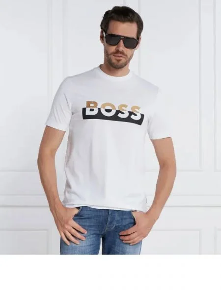 BOSS BLACK Tricou Tiburt alb