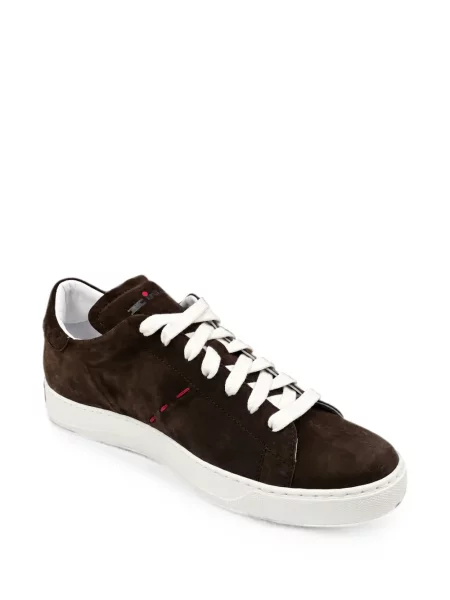 Sneakerși Kiton din piele de căprioară maro