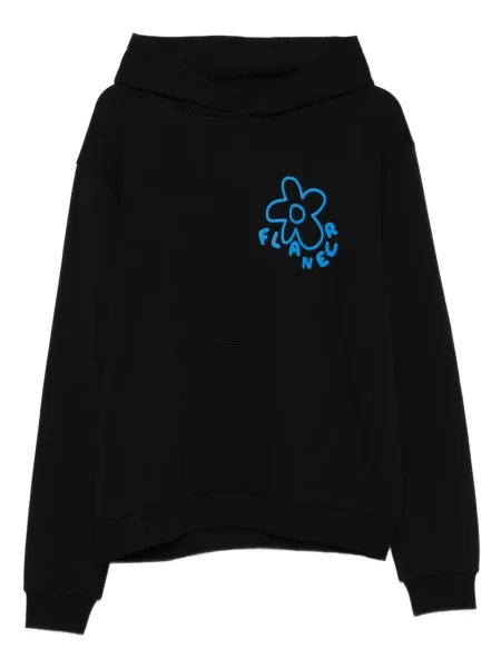 Hanorac cu glugă Flâneur cu model floral cu imagine negru