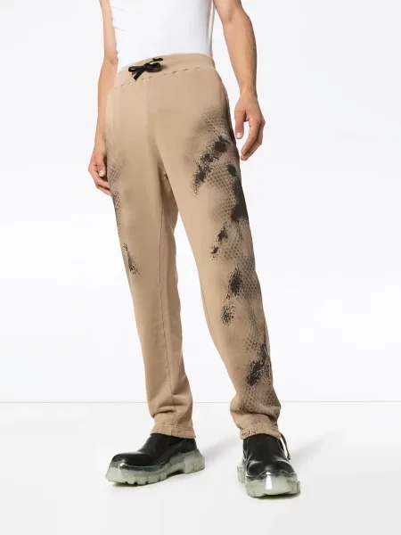 Kalhoty 1017 Alyx 9sm s abstraktním vzorem hnědé
