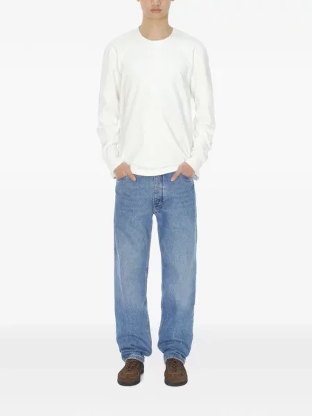 Tricou Studio Nicholson cu guler henley lung alb