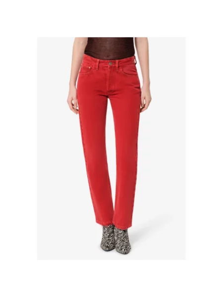 Jeansy straight leg Isabel Marant czerwone