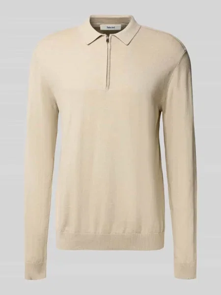 Sweter z dzianiny o kroju regular fit z czystej bawełny model ‘BERG’ Selected Homme biały