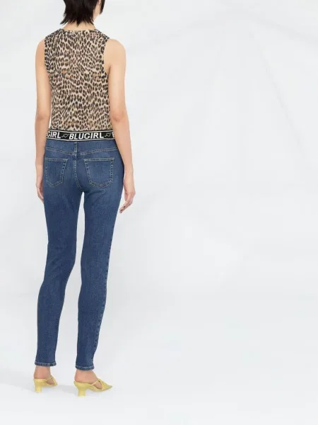 Слаб дънки skinny fit Blugirl с автограф синьо