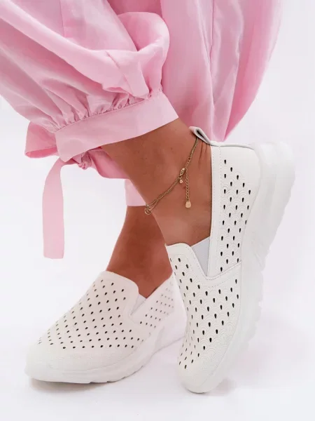 Chiloți Evento din piele slip-on alb