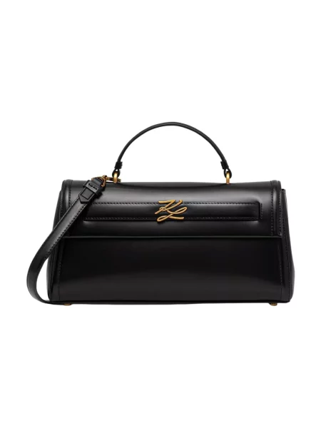 Karl Lagerfeld torebka skórzana K/AUTOGRAPH czarna