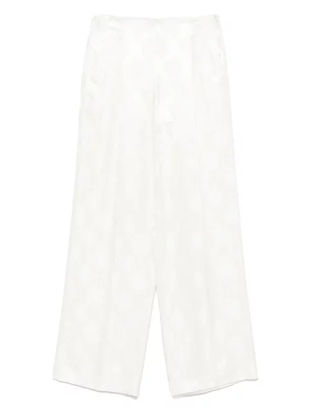 Pantaloni Fendi cu model floral din jacard alb