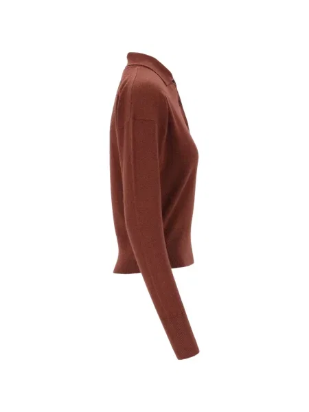 Tricou polo Barena cu perle tricotate maro