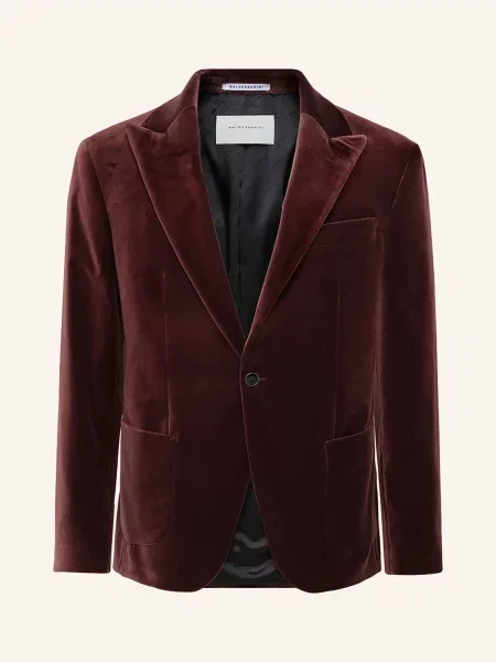 Baldessarini Sametové Sako Slim Fit tmavě červená