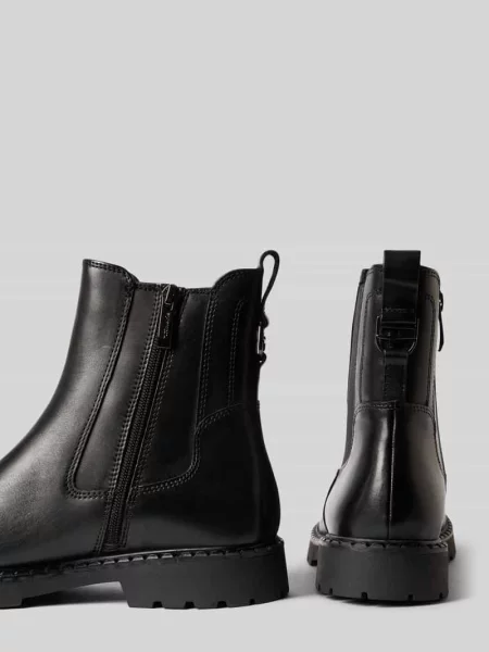 Buty chelsea ze skóry bydlęcej nappa z zamkiem błyskawicznym Tamaris czarne