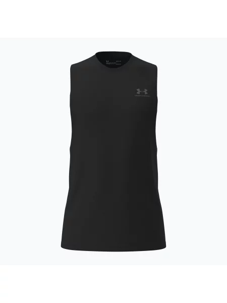 Tricou de antrenament bărbați Under Armour Left Chest Cut Off Tank black/black negru