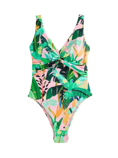 Next Costum de baie întreg verde / verde deschis / rosé negru