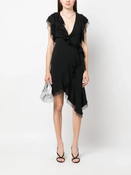 Rochie mini Nissa din tul drapată de costum negru