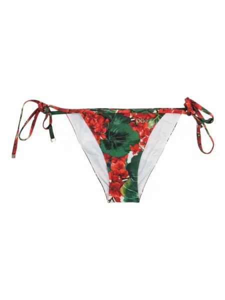 Bikini Dolce And Gabbana w kwiatki z nadrukiem wiązany czerwony