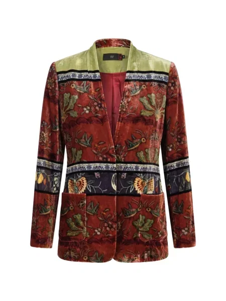 Geacă Hui Milano de catifea cu model floral cu imagine roșu