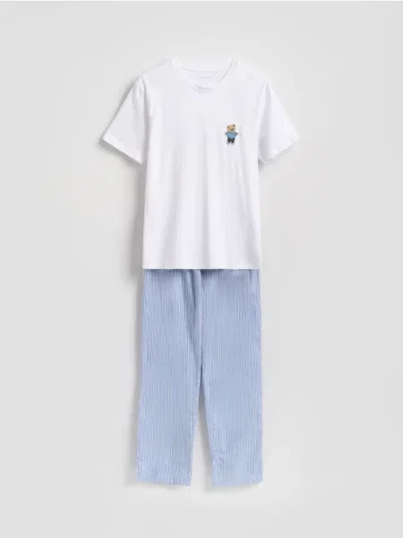 Reserved Pijama din două piese cu broderie alb