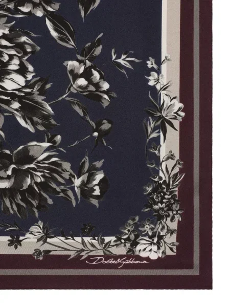 Fular Dolce & Gabbana cu model floral cu imagine albastru