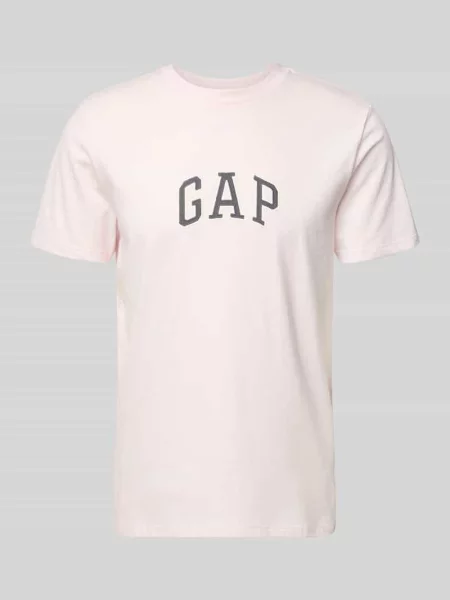 T-shirt z naszywką z logo i okrągłym dekoltem Gap różowa