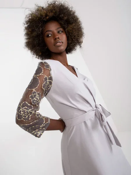 Rochie de cocktail Fashionhunters până la genunchi de costum gri