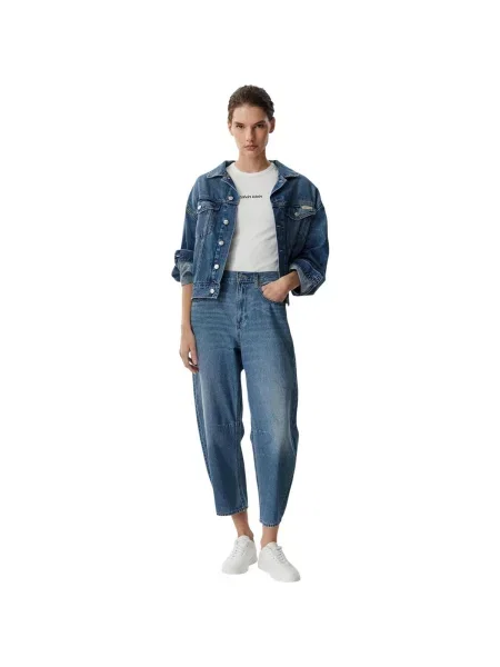 Decupat blugi Calvin Klein Jeans albastru