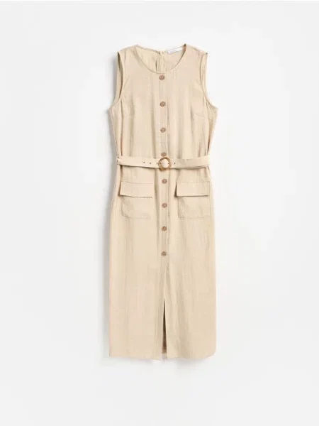 Reserved Rochie midi cu adaos de bej