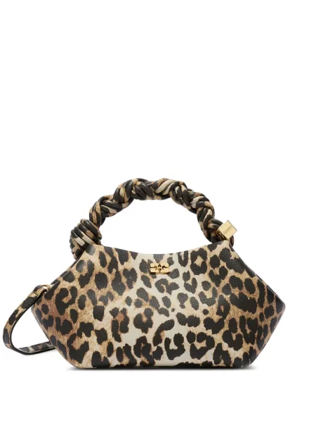 Geanta crossbody Ganni cu imagine cu model leopard maro