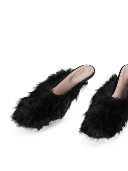 Papuci tip mules Simone Rocha cu blană negru