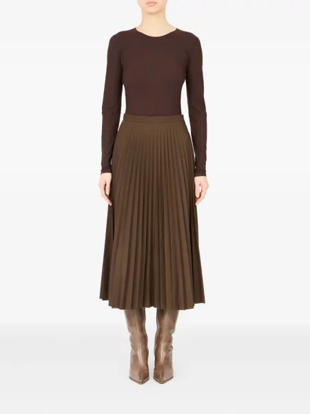 Плисирана плисирана пола Mm6 Maison Margiela до коляното кафяво