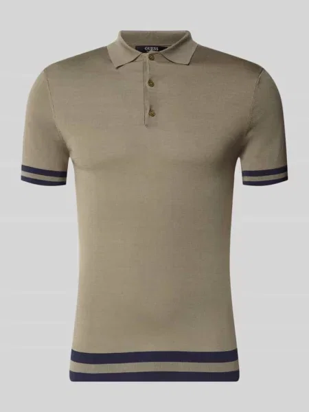 Koszulka polo o kroju slim fit z mieszanki lyocellu i jedwabiu Guess zielona