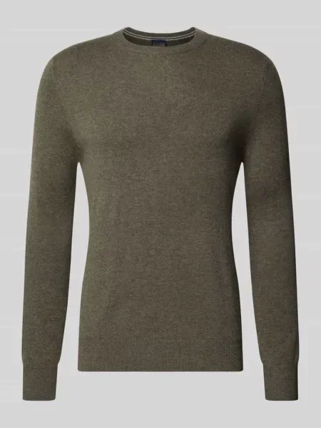 Sweter z dzianiny z mieszanka wełny i kaszmiru o kroju regular fit Christian Berg Men oliwkowy