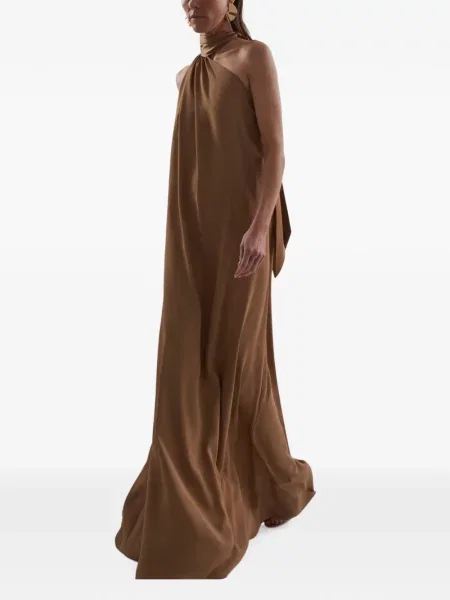 Rochie maxi Taller Marmo cu gât halter maro