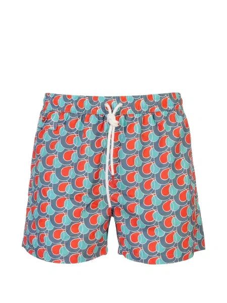 Slip de baie Kiton cu imagine cu imprimeu geometric cu cordon albastru