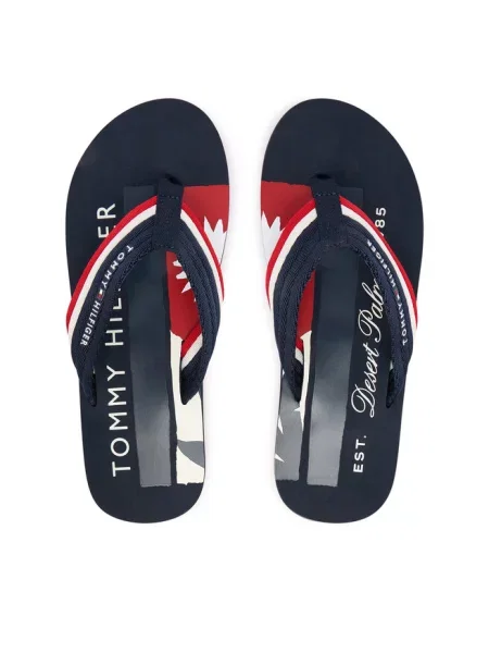 Tommy Hilfiger japonki PATCH PRINT HIFIGER BEACH SANDAL granatowe