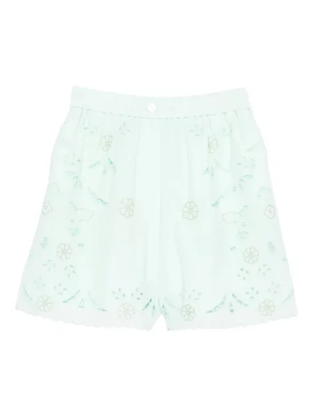 Pantaloni Forte_forte cu broderie cu model floral verde