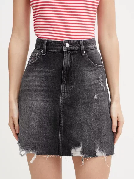 Tommy Jeans sukně džínová černé
