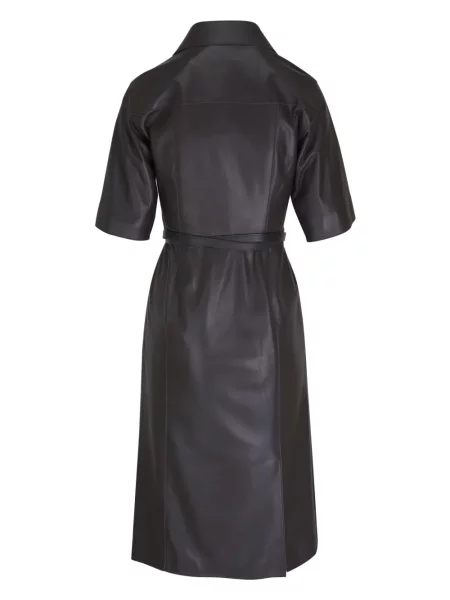 Rochie midi Akris din piele până la genunchi de costum maro