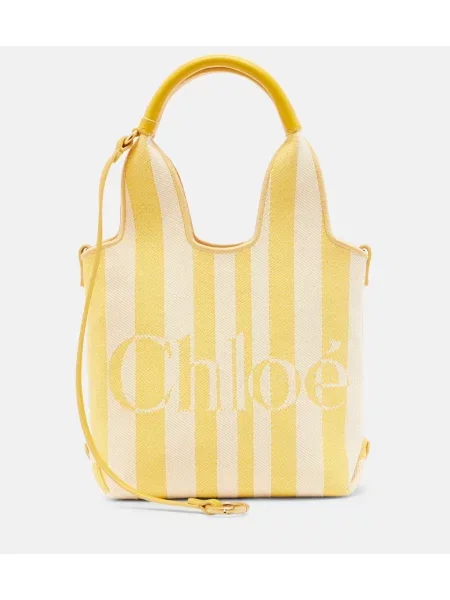 Geantă shopper Chloé din jacard galben