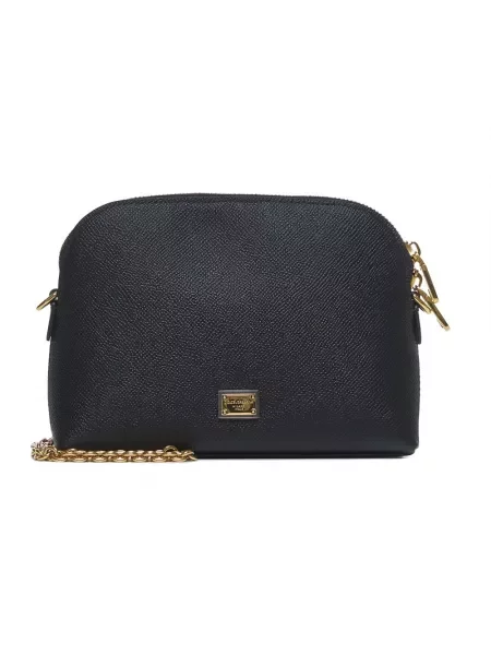 Mała mały torebka skórzana Dolce And Gabbana skórzana czarna