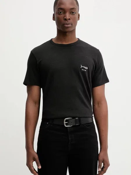 Rag & Bone tricou din cu imprimeu negru