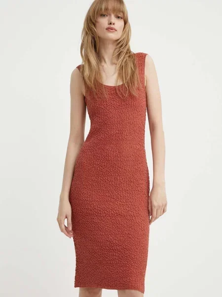 Tiger Of Sweden rochie din amestec de in Liia. midi drept portocaliu